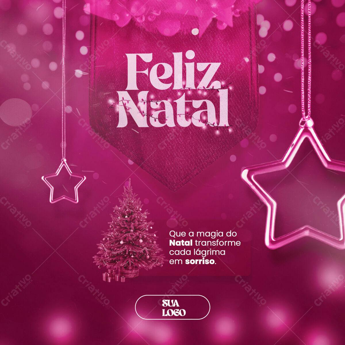 Postagem de Natal Rosa PSD Editável