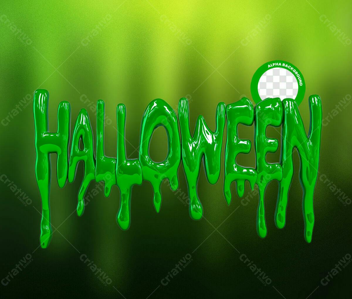 Banner Halloween com Gotejamento Verde PSD Editável