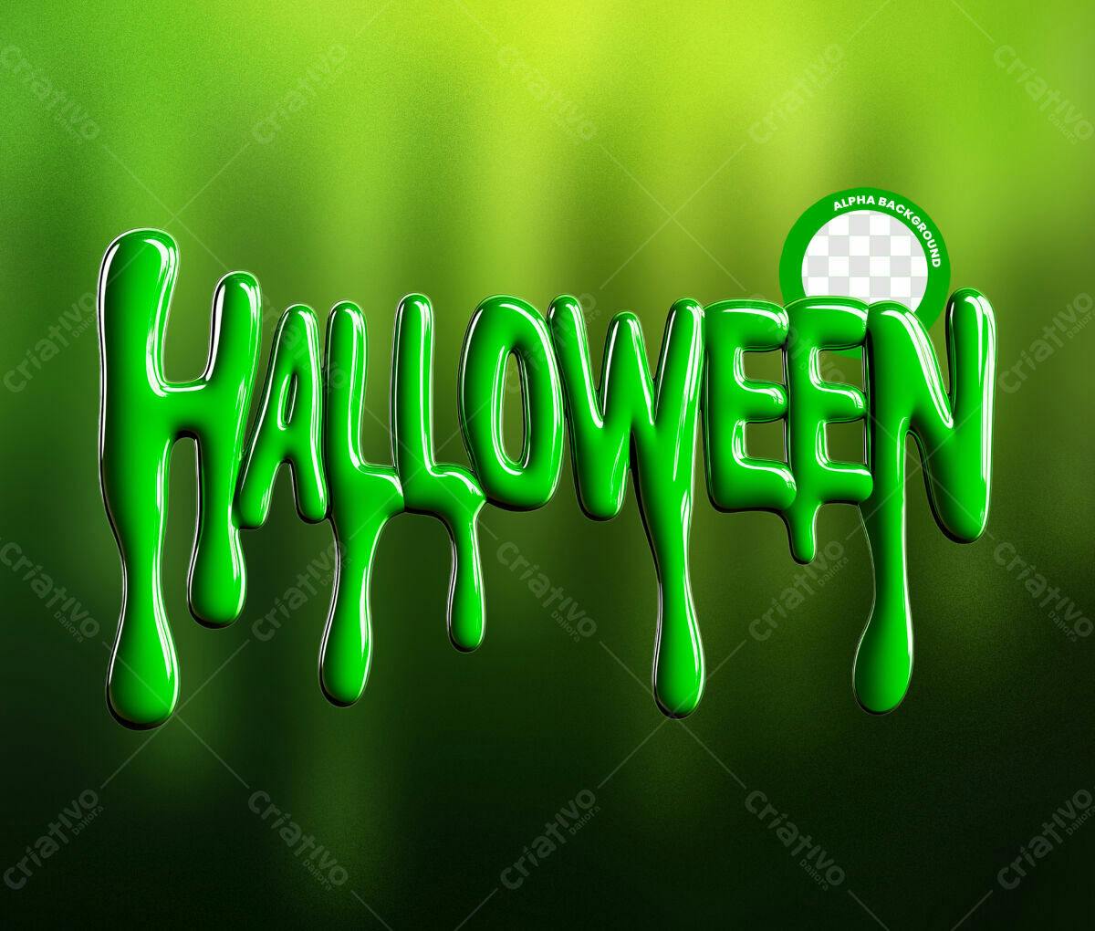 Banner Halloween com Texto em Gotas de Slime Verde PSD Editável