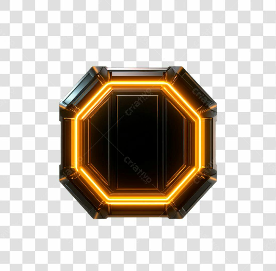 Icone Neon Octagonal PNG com fundo transparente
