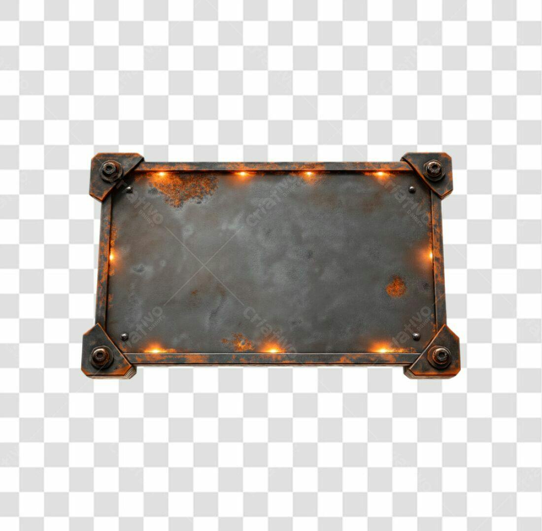 Placa Metálica enferrujada PNG com fundo transparente