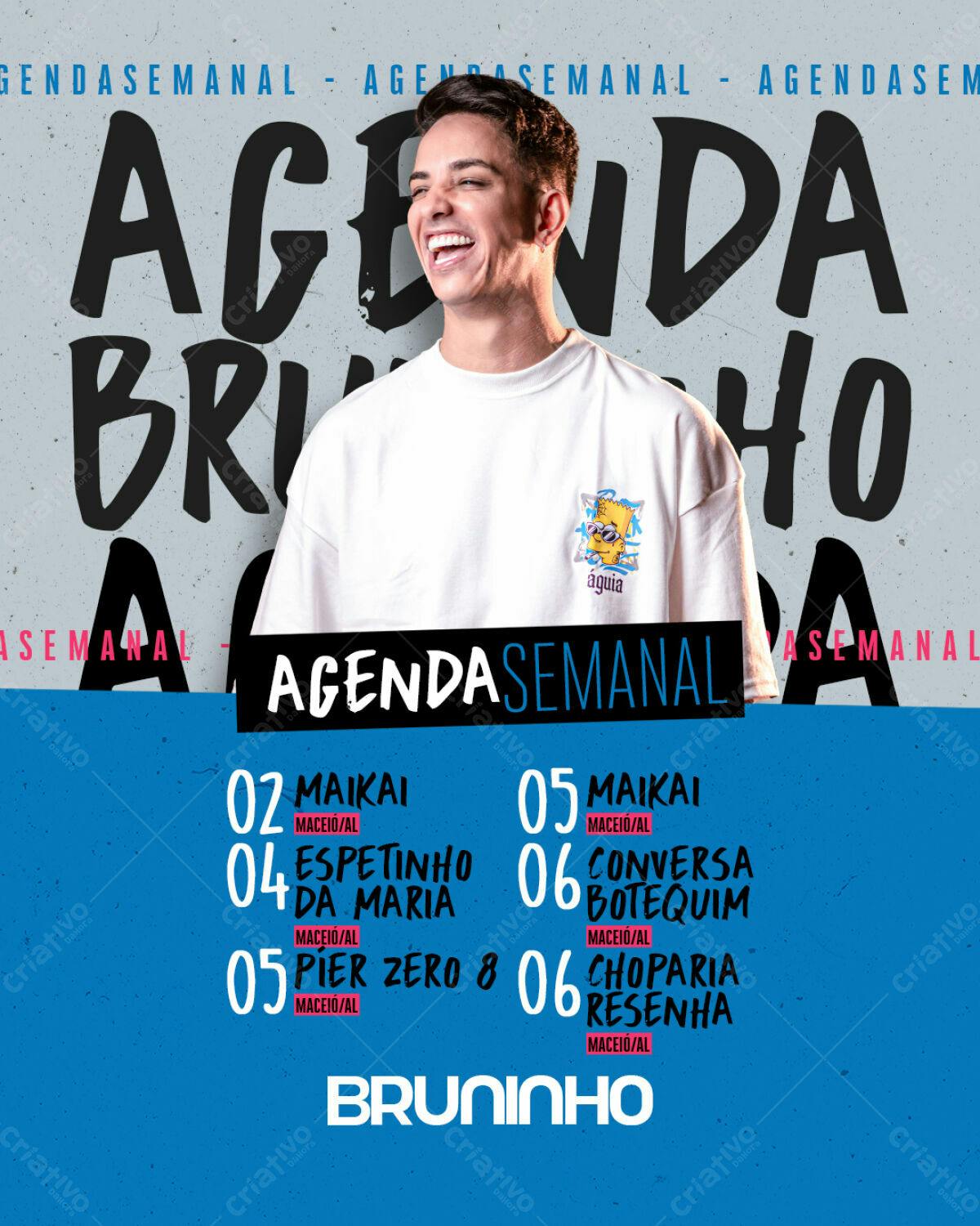 Flyer Agenda Semanal Bruninho PSD Editável