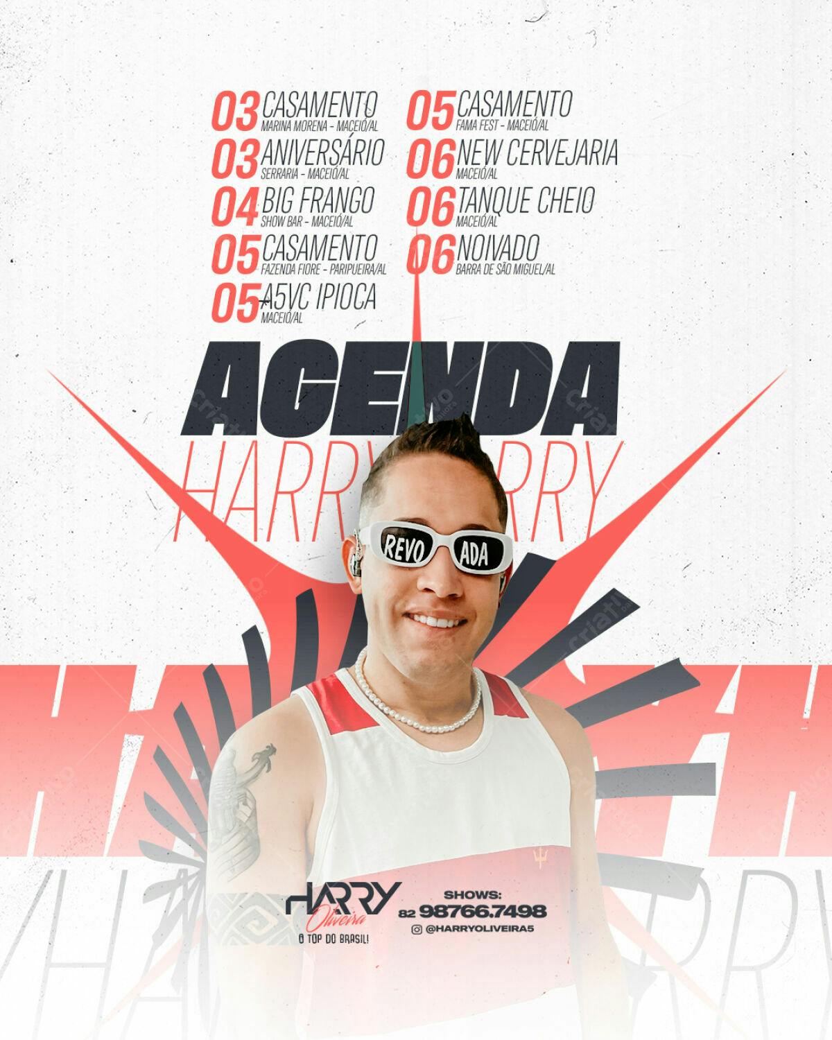Flyer para Agenda de Shows do DJ Harry Oliveira PSD Editável