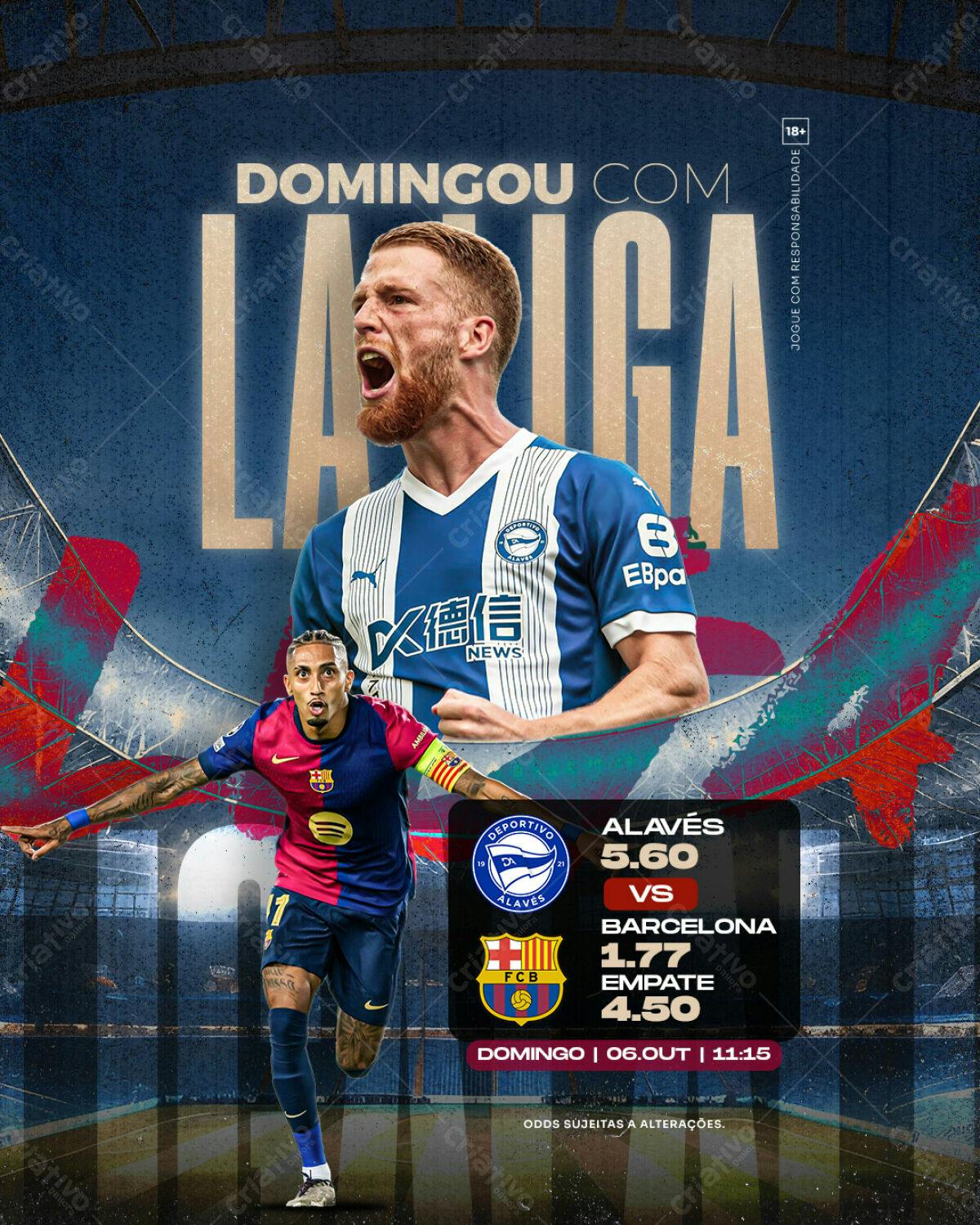 Flyer para Jogo de Futebol Alaves x Barcelona PSD Editável