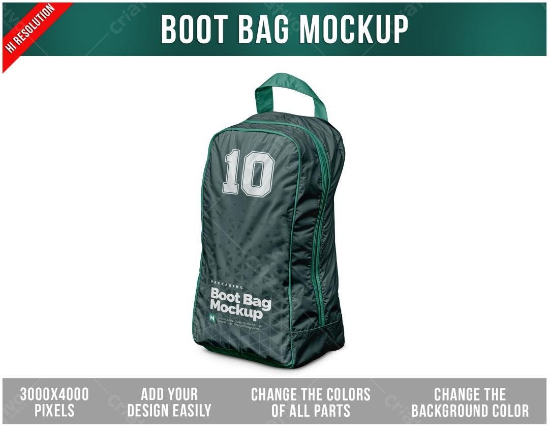 Mockup Bolsa para Chuteiras Verde Escuro e Cinza