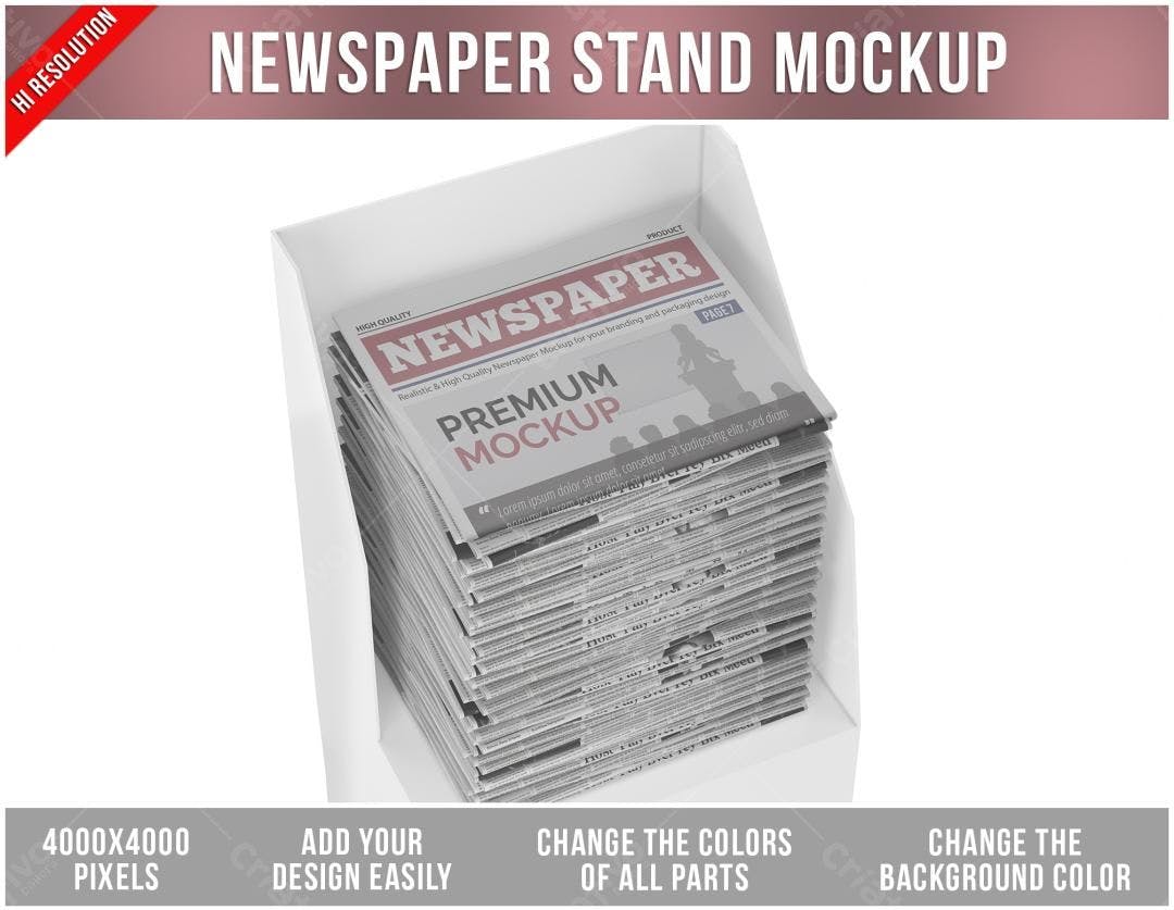 Mockup Realista de Bancada para Jornais