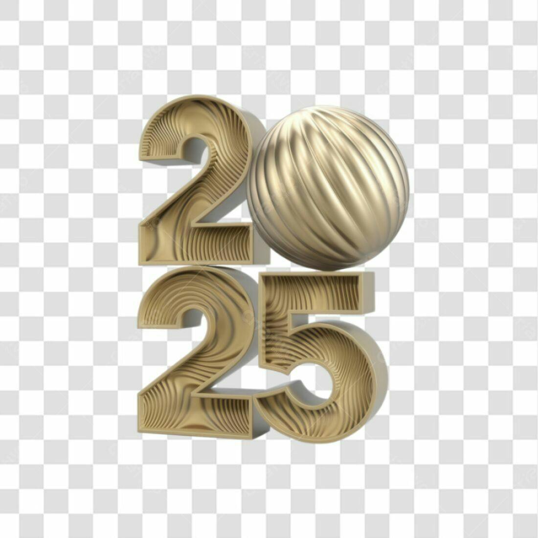 Icone Ano Novo 2025 PNG com fundo transparente
