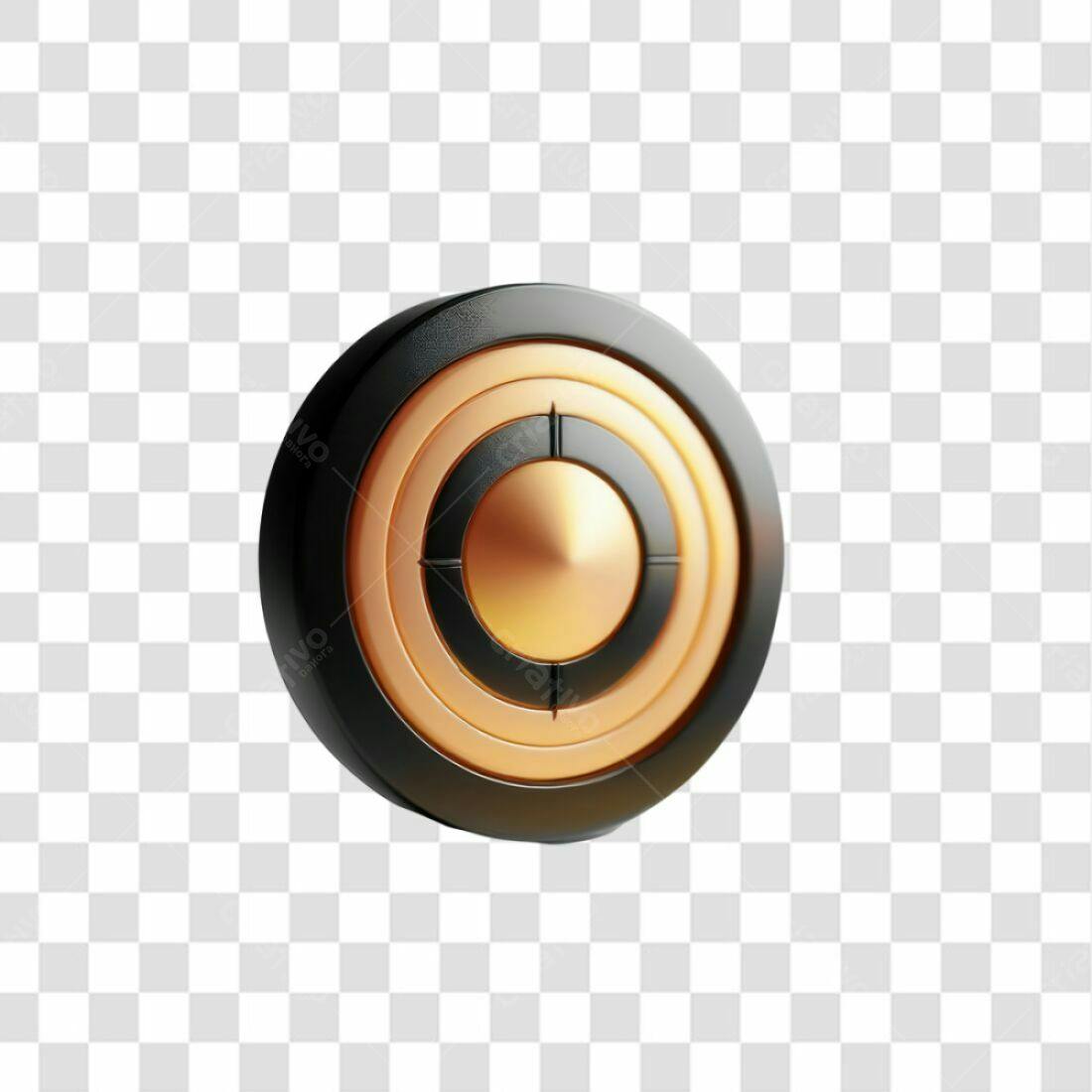 Ícone escudo dourado e preto PNG com fundo transparente