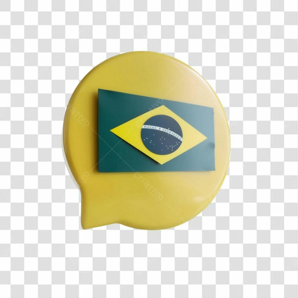 Selo 3D Render Bandeira Do Brasil Emoji Elemento Ícone Psd Png
