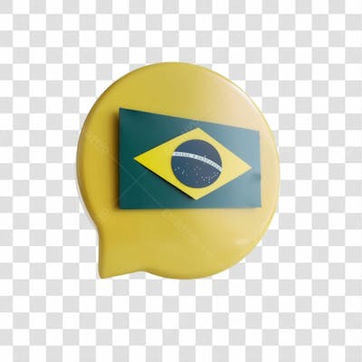 Selo 3D Render Bandeira Do Brasil Emoji Elemento Ícone Psd Png