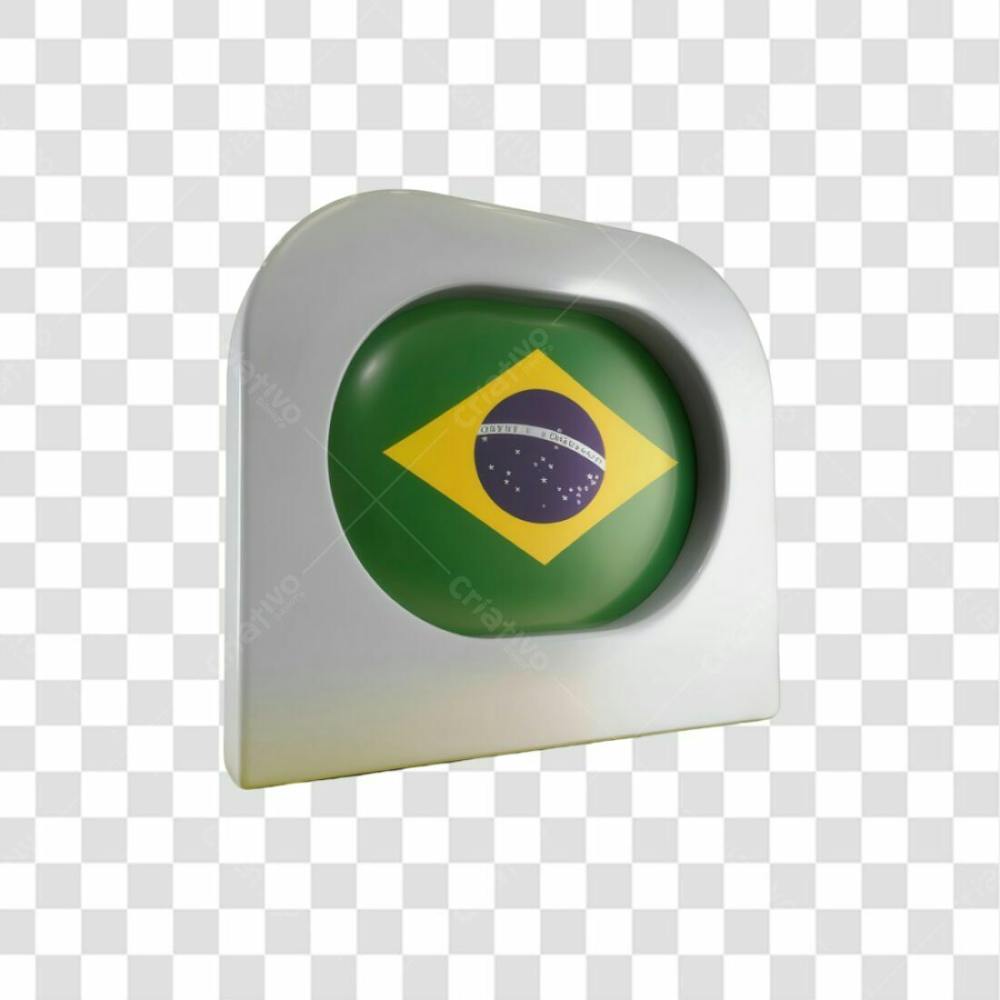 Selo 3D Render Bandeira Do Brasil Emoji Elemento Ícone Psd Png