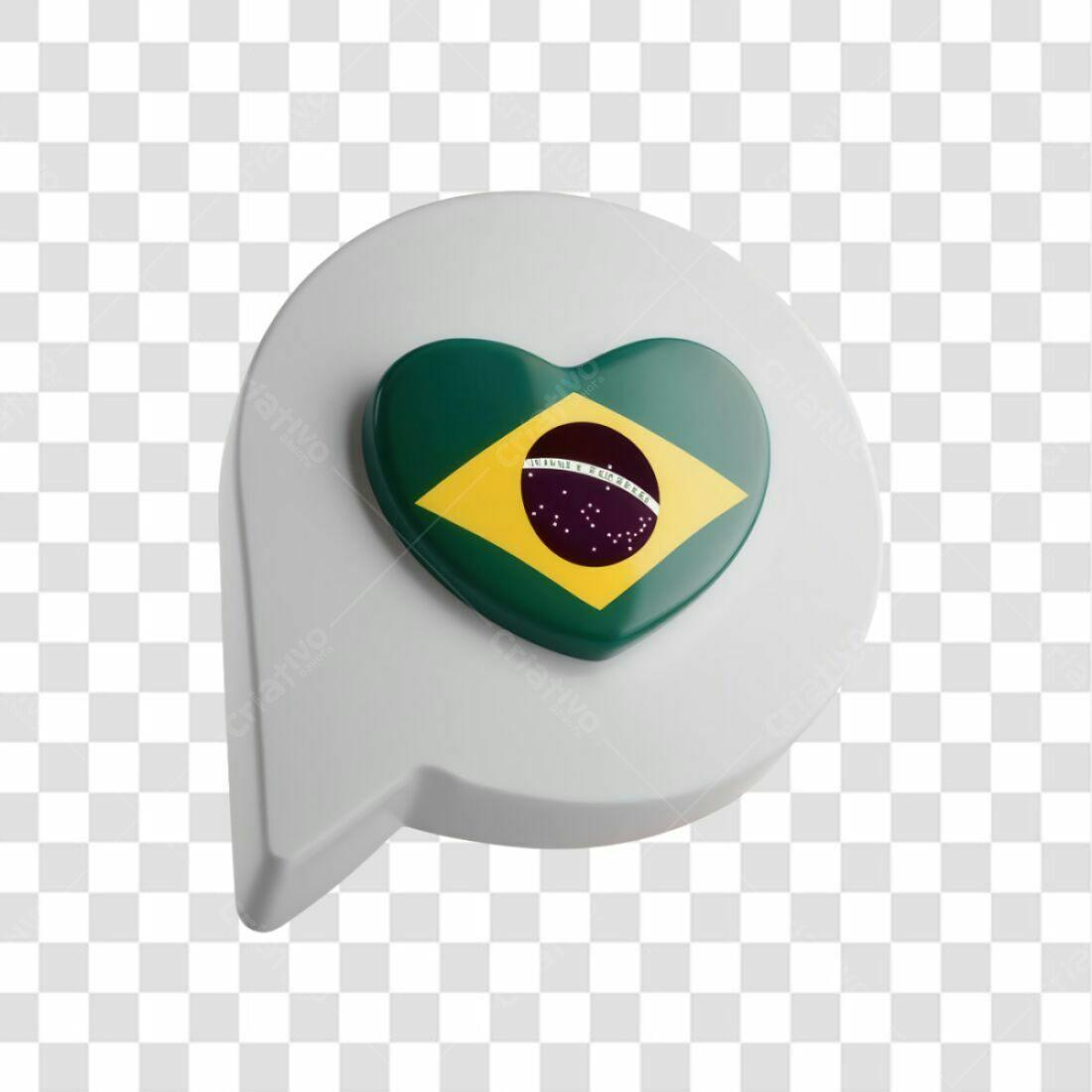 Ícone Brasil em formato de coração PNG com fundo transparente