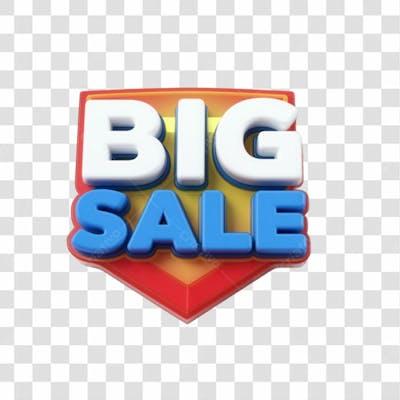 Selo 3D Render Big Sale Elemento Ícone Psd Png