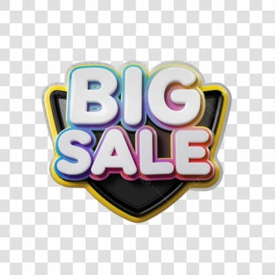 Selo 3D Render Big Sale Elemento Ícone Psd Png