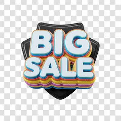 Selo 3D Render Big Sale Elemento Ícone Psd Png