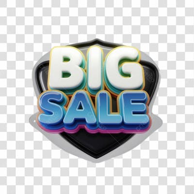 Selo 3D Render Big Sale Elemento Ícone Psd Png