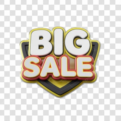 Selo 3D Render Big Sale Elemento Ícone Psd Png