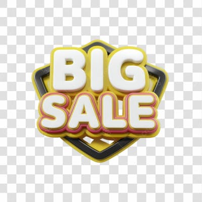 Selo 3D Render Big Sale Elemento Ícone Psd Png