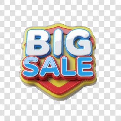 Selo 3D Render Big Sale Elemento Ícone Psd Png