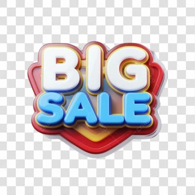 Selo 3D Render Big Sale Elemento Ícone Psd Png