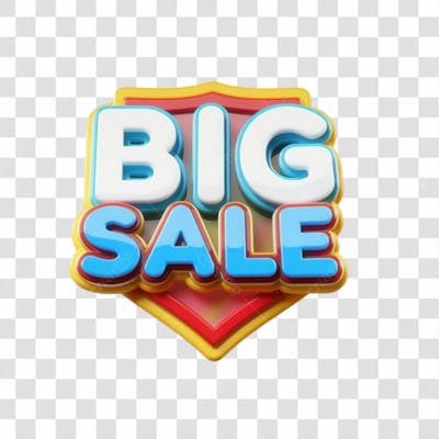 Selo 3D Render Big Sale Elemento Ícone Psd Png