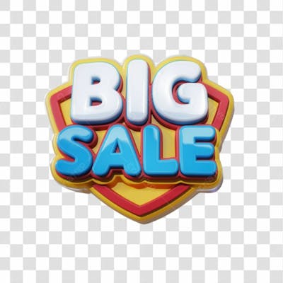 Selo 3D Render Big Sale Elemento Ícone Psd Png