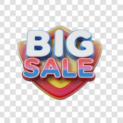 Selo 3D Render Big Sale Elemento Ícone Psd Png