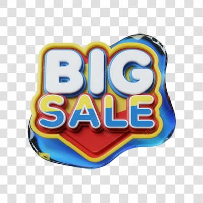 Selo 3D Render Big Sale Elemento Ícone Psd Png