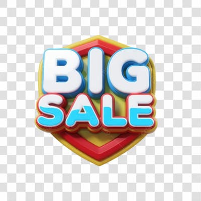 Selo 3D Render Big Sale Elemento Ícone Psd Png