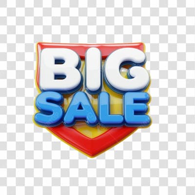 Selo 3D Render Big Sale Elemento Ícone Psd Png