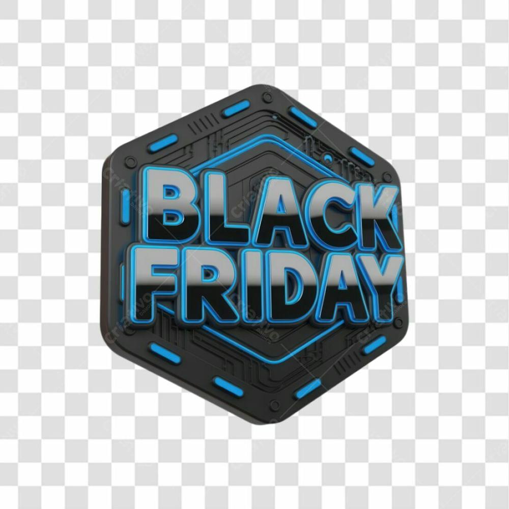 Selo 3D Render Black Friday Elemento Ícone Psd Png