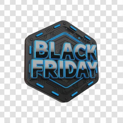 Selo 3D Render Black Friday Elemento Ícone Psd Png