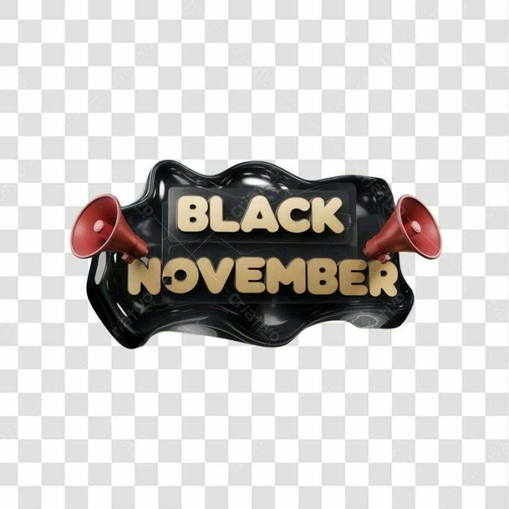 Selo 3D Render Black November Elemento Ícone Psd Png