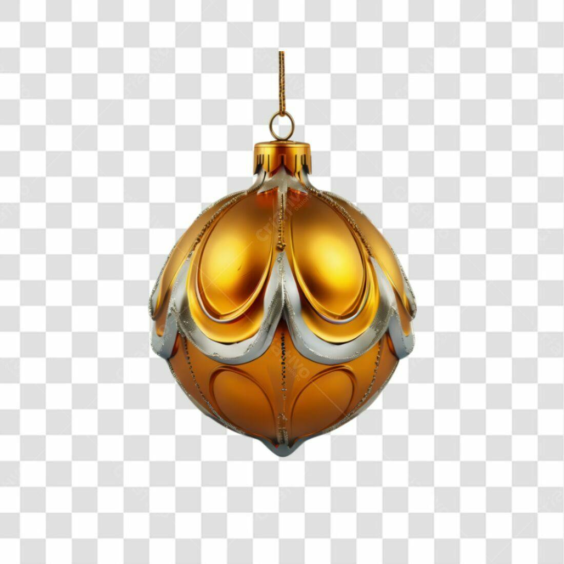 Enfeite Natalino Dourado PNG com fundo transparente