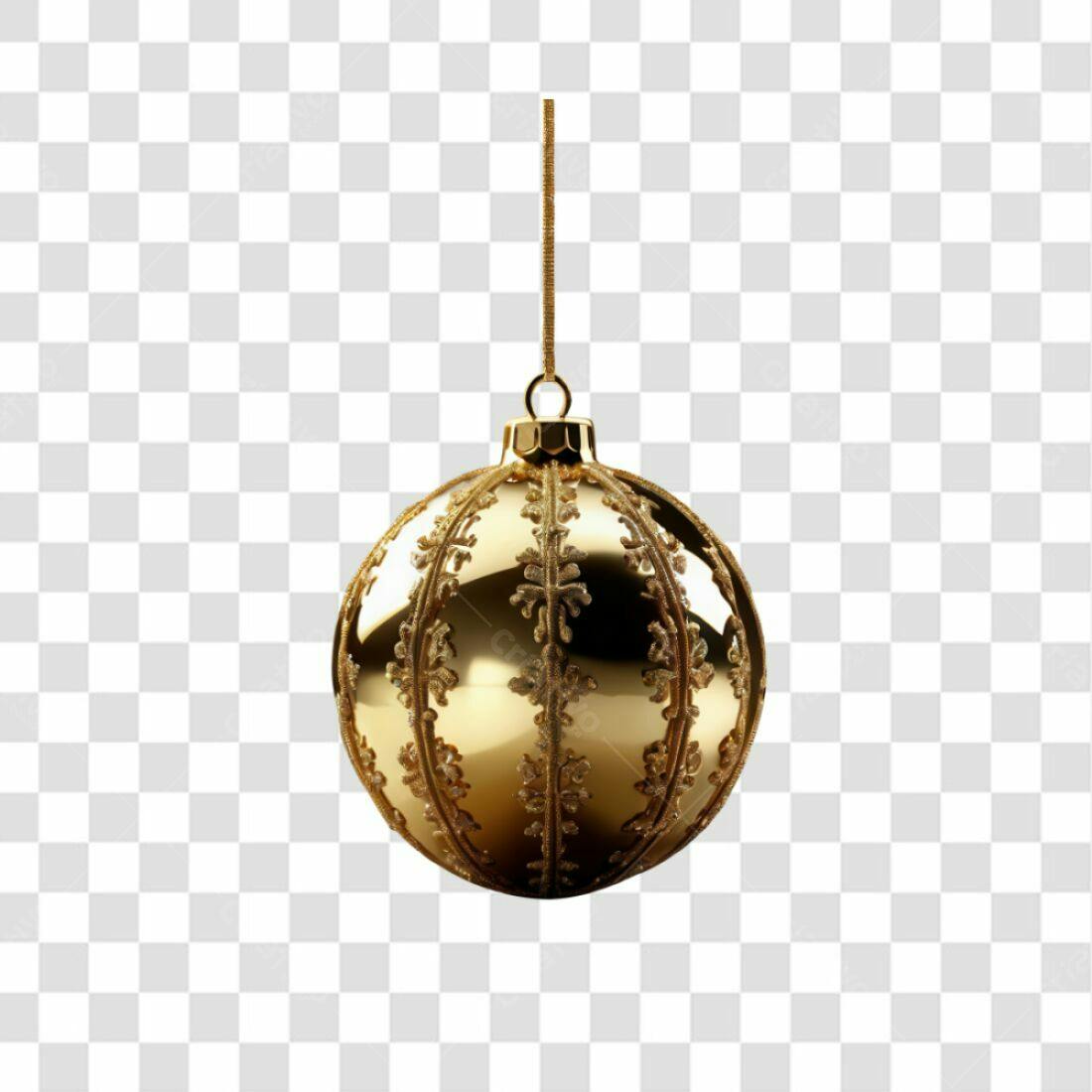 Enfeite Natalino Dourado PNG com fundo transparente