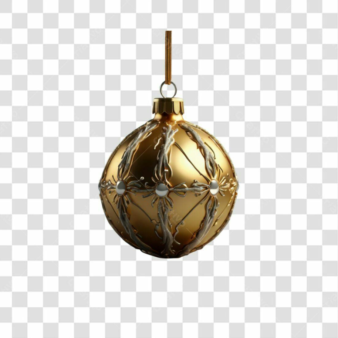 Enfeite Natal Dourado PNG com fundo transparente