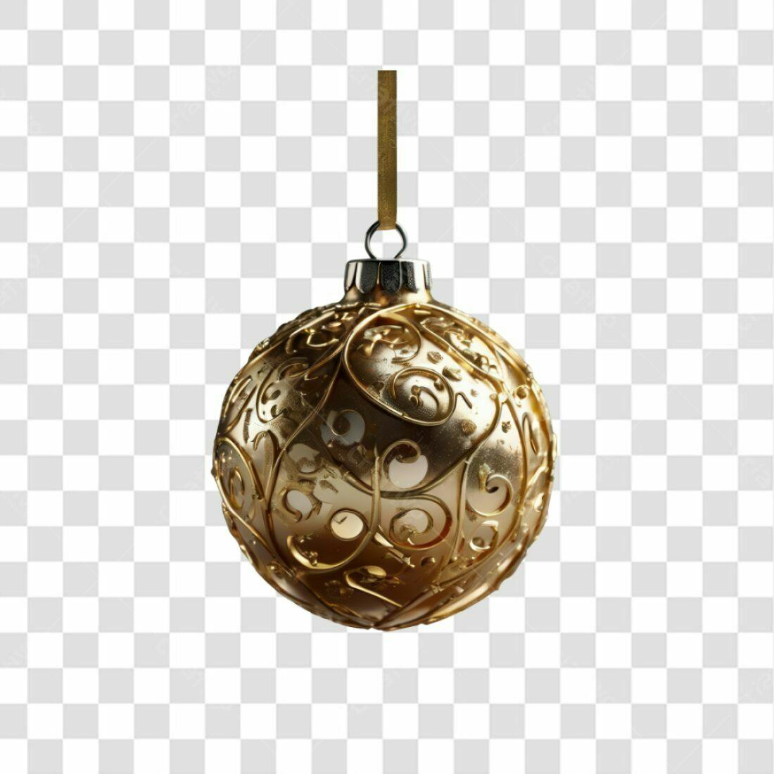 Enfeite Natal Dourado PNG com fundo transparente