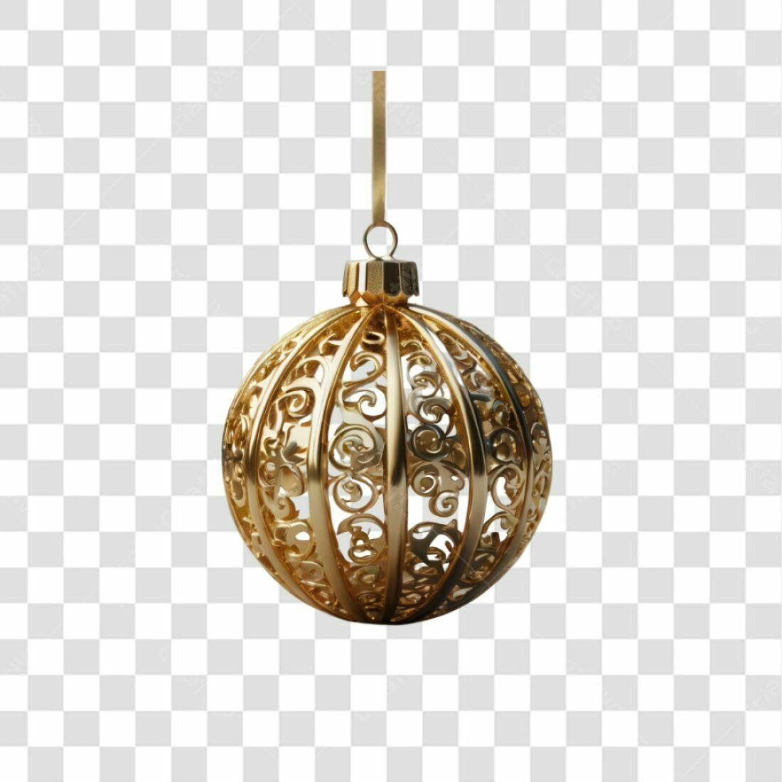 Enfeite Natalino Dourado PNG com fundo transparente