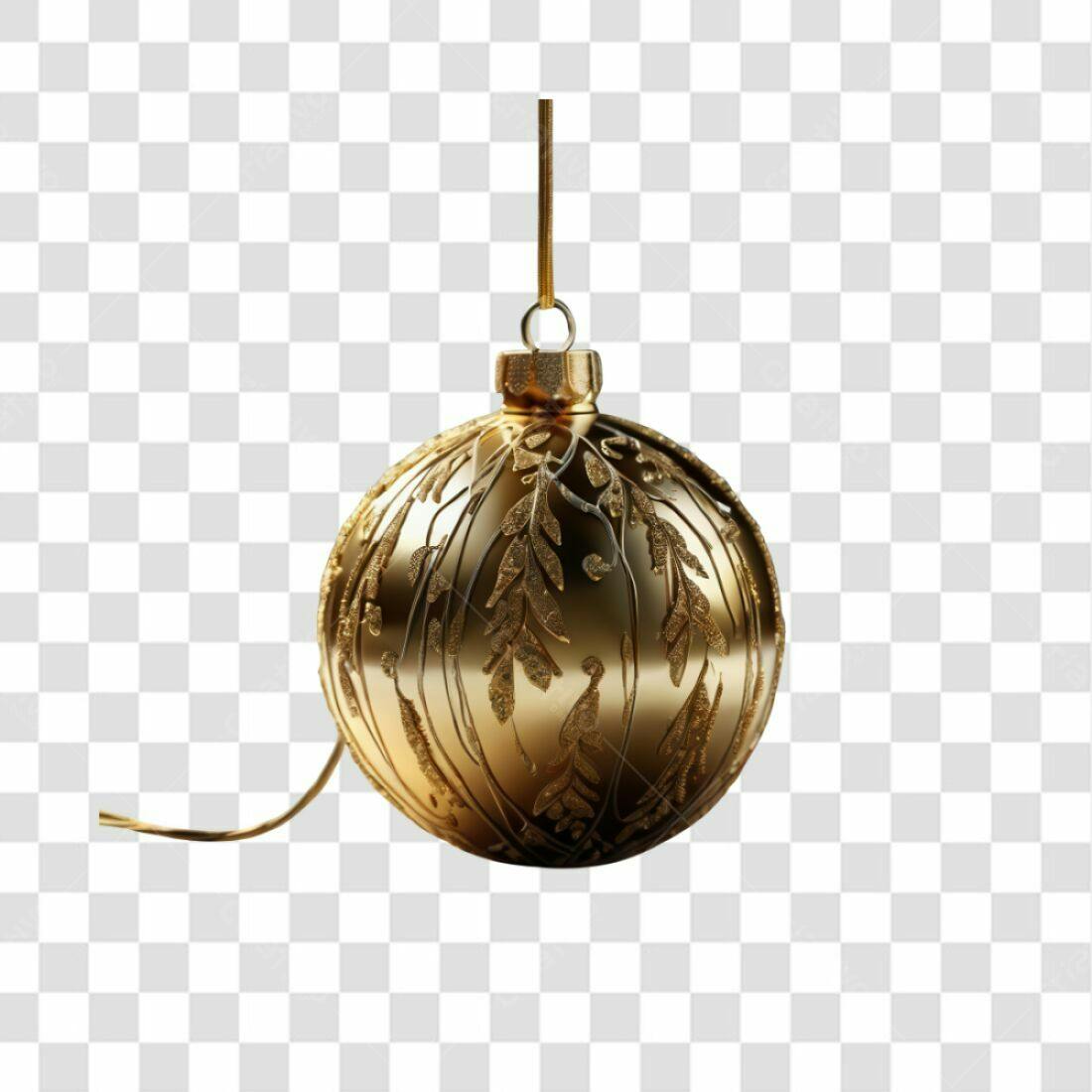 Enfeite Natalino Dourado PNG com fundo transparente
