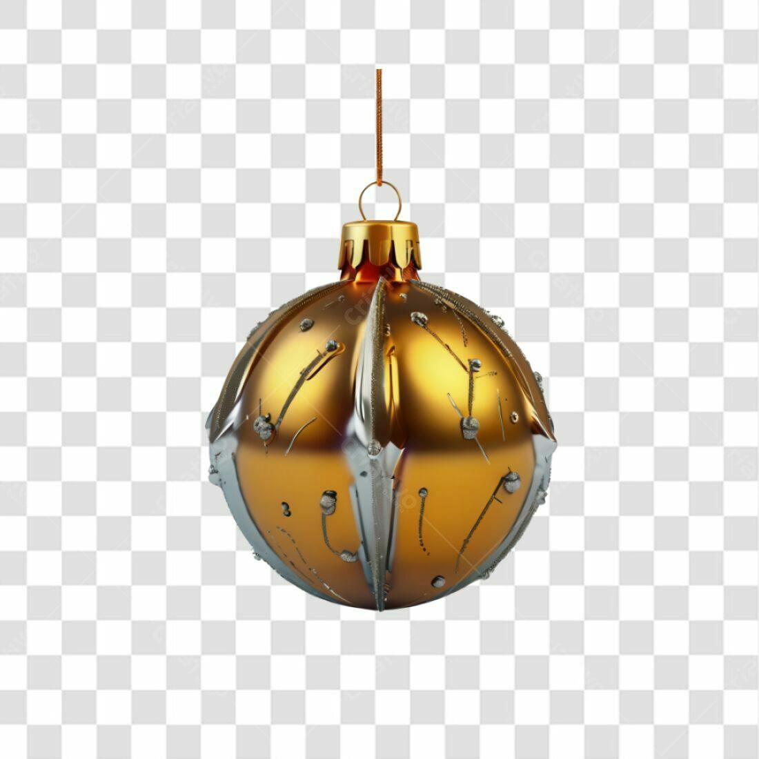 Enfeite Natal Dourado PNG com fundo transparente