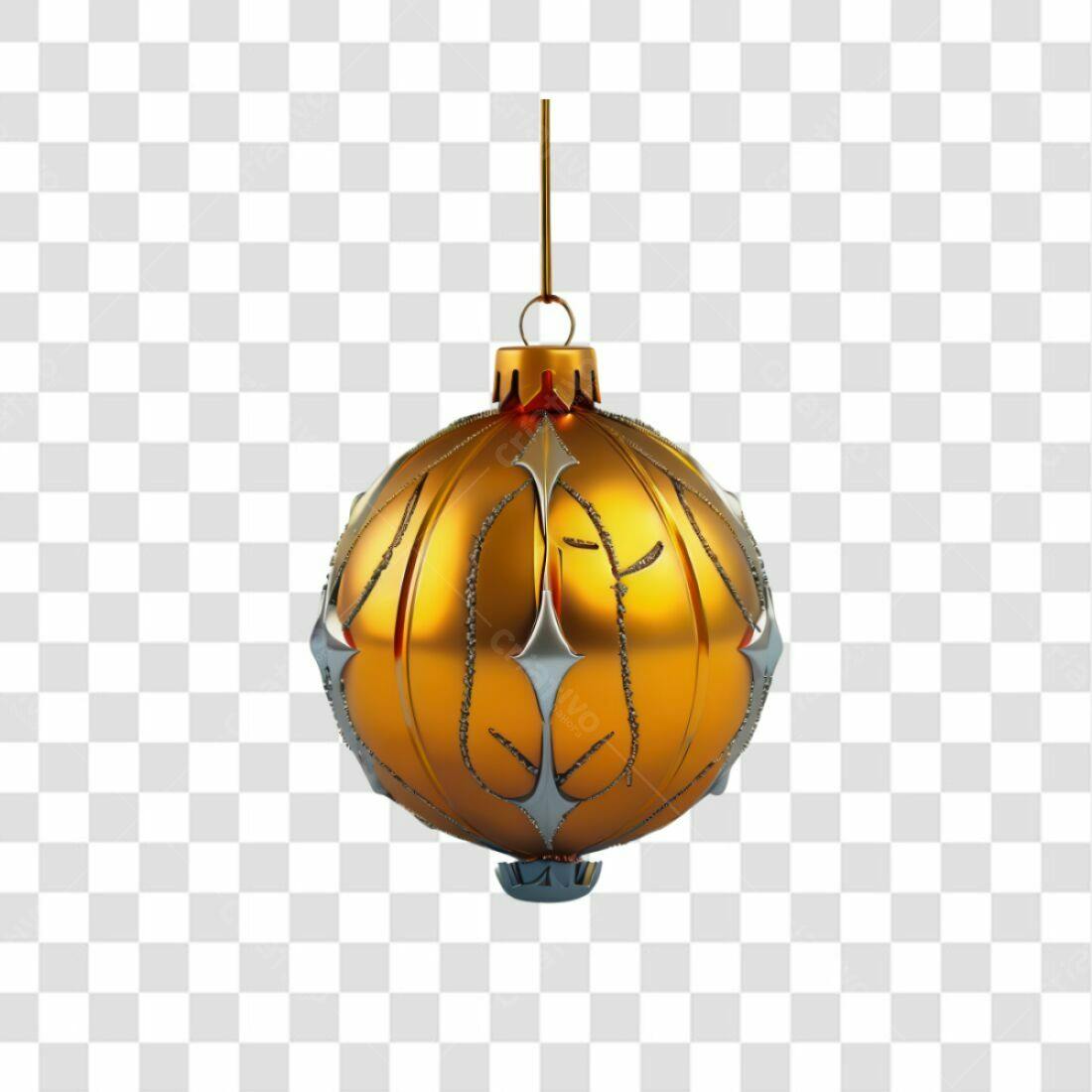 Enfeite Natal Dourado PNG com fundo transparente