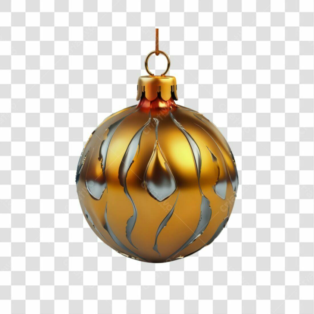 Enfeite de Natal Dourado PNG com fundo transparente