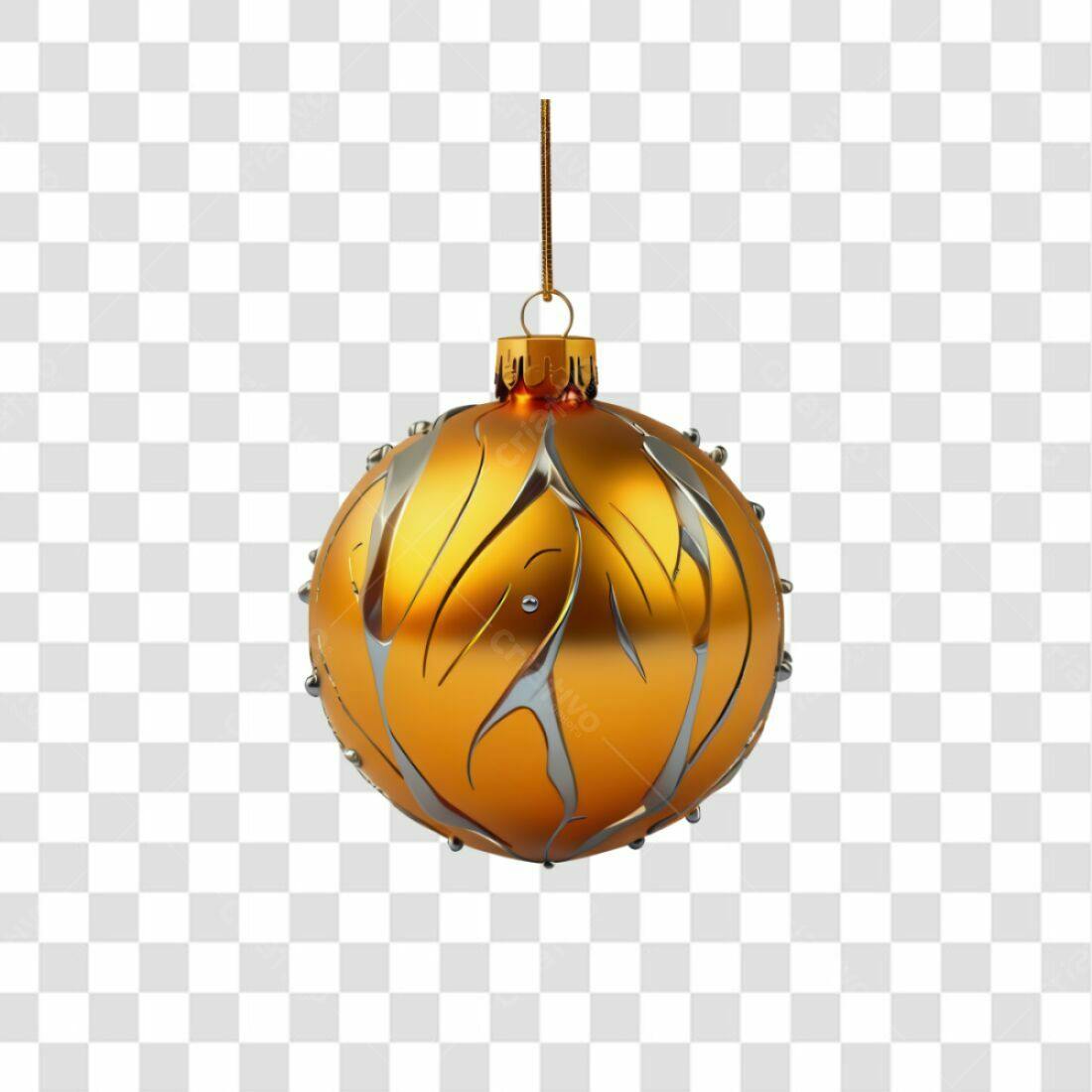 Enfeite Natal Dourado PNG com fundo transparente