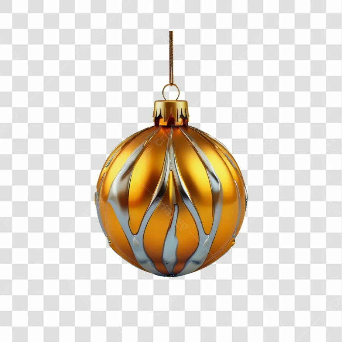 Enfeite Natal Dourado PNG com fundo transparente