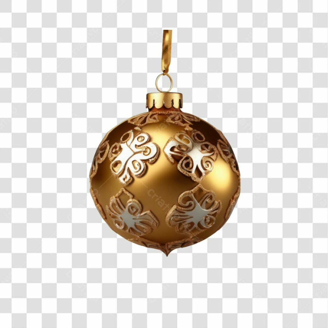 Enfeite Natalino Dourado PNG com fundo transparente