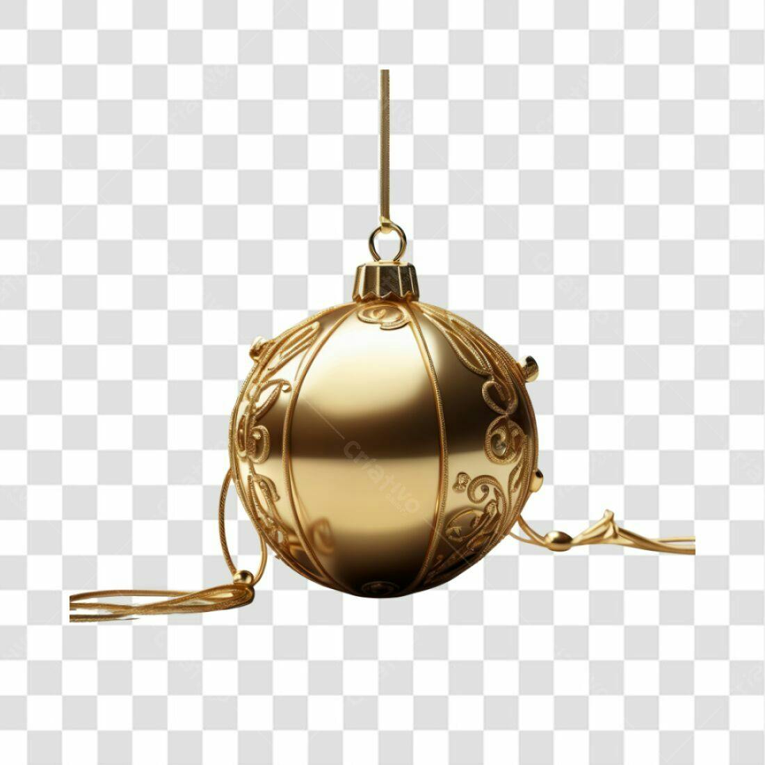Enfeite Natalino Dourado PNG com fundo transparente