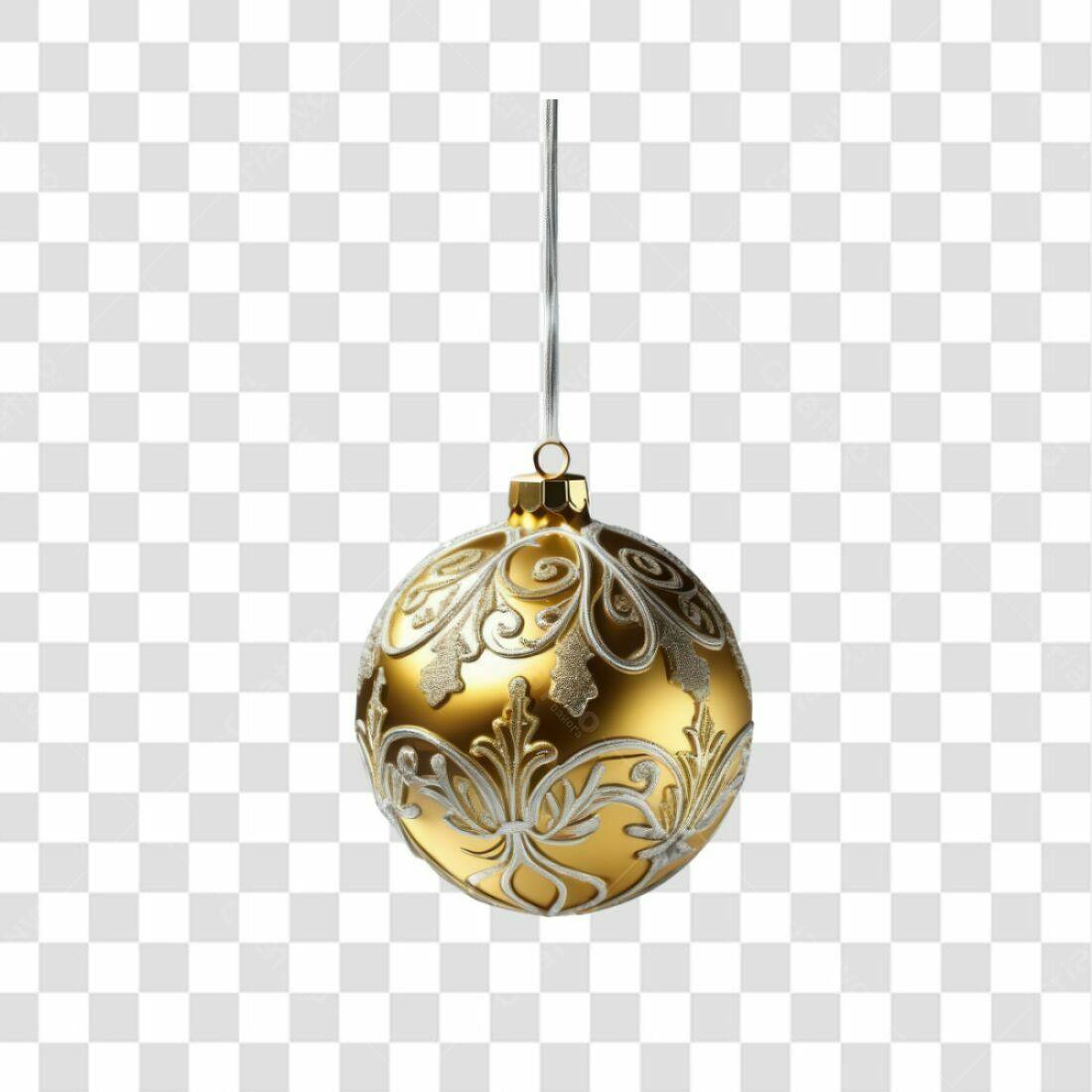 Enfeite Natal Dourado PNG com fundo transparente