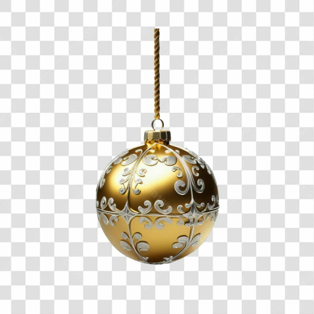 Enfeite Natalino Dourado PNG com fundo transparente