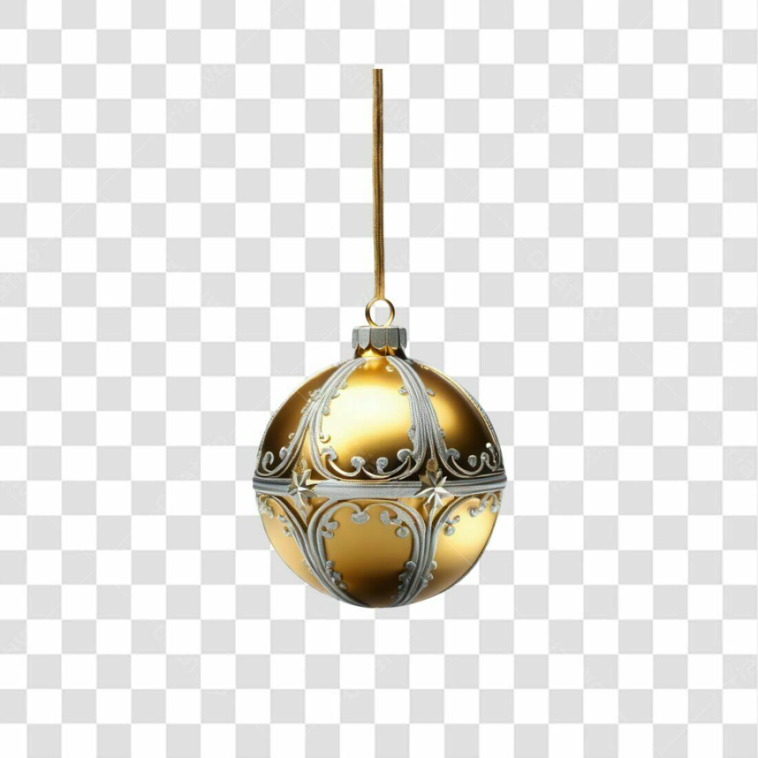 Enfeite Natalino Dourado PNG com fundo transparente