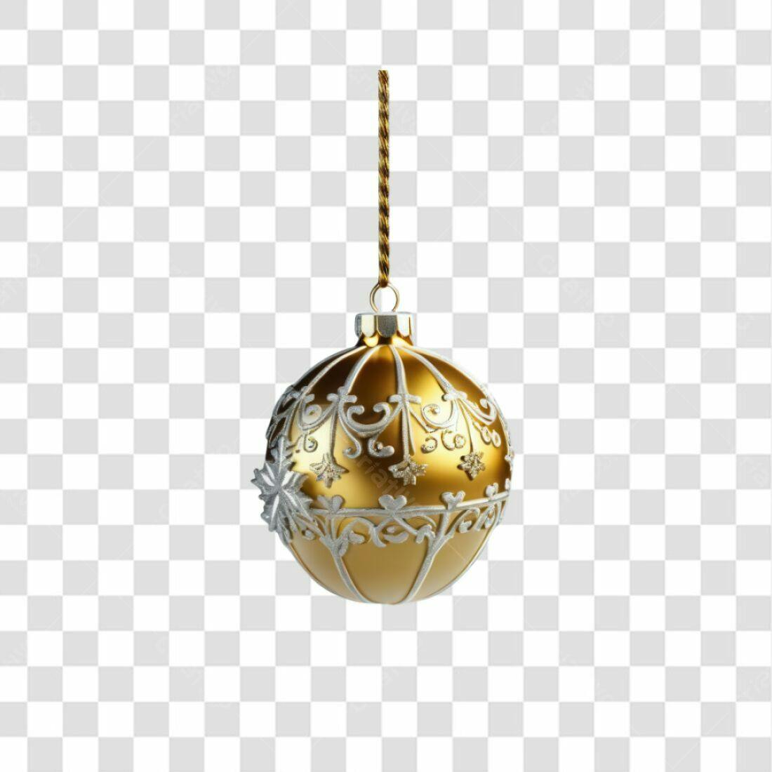 Enfeite Natalino Dourado PNG com fundo transparente